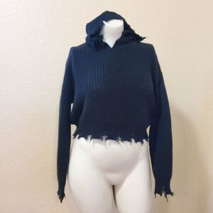 It's Our Time Fringe Hoodie Sweatshirt Sweater Size M Black New